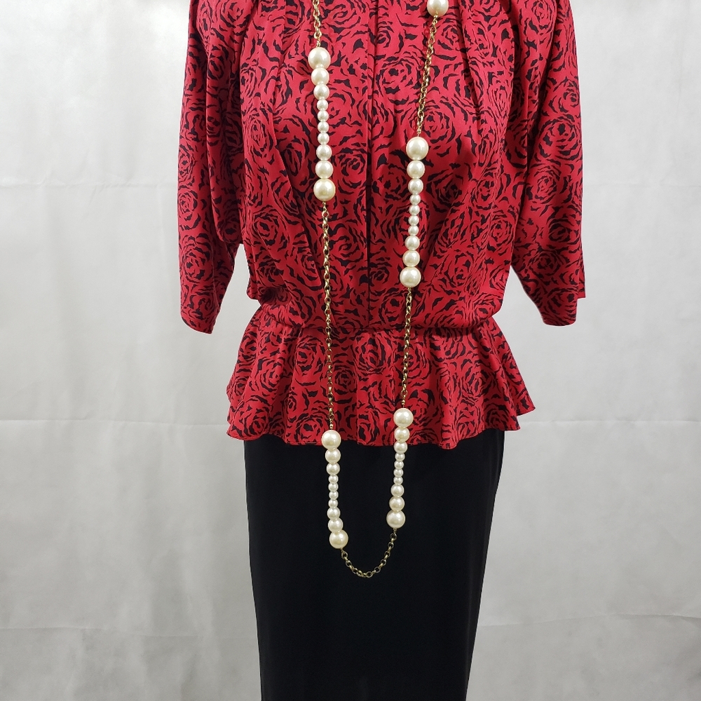 Jenny Red/Black One Piece Vintage 80s Dress